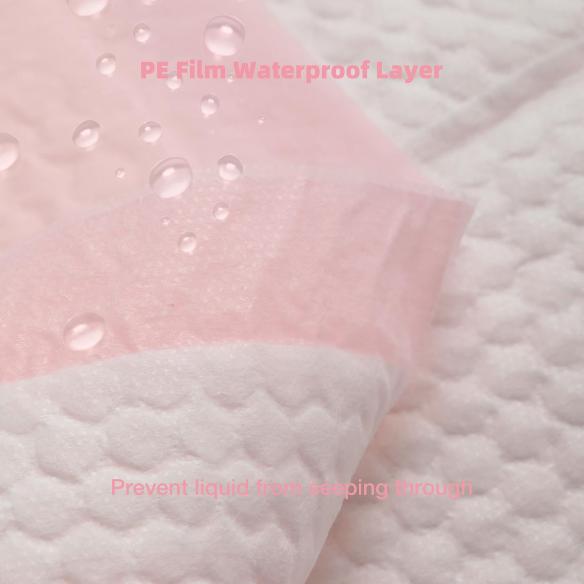 Nihao Honey Baby Disposable Changing Pad, 50 Count Incontinence Changing Pad with Breathable, Waterproof, Soft Non-Woven Fabric, and Leak Proof Quick Absorb（18x24in,Pink)