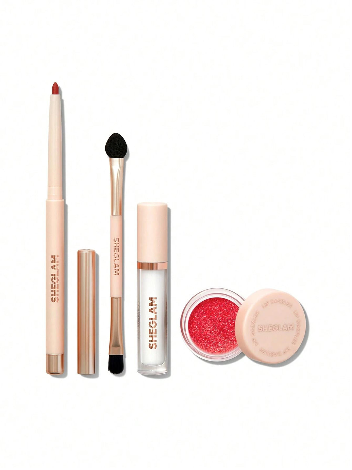 Lip Dazzler Glitter Kit - Red Carpet by Sheglam for Women - 4 Pc 0.059oz Glitter, 0.007oz Lip Liner, 0.038oz Lip Gloss, Brush