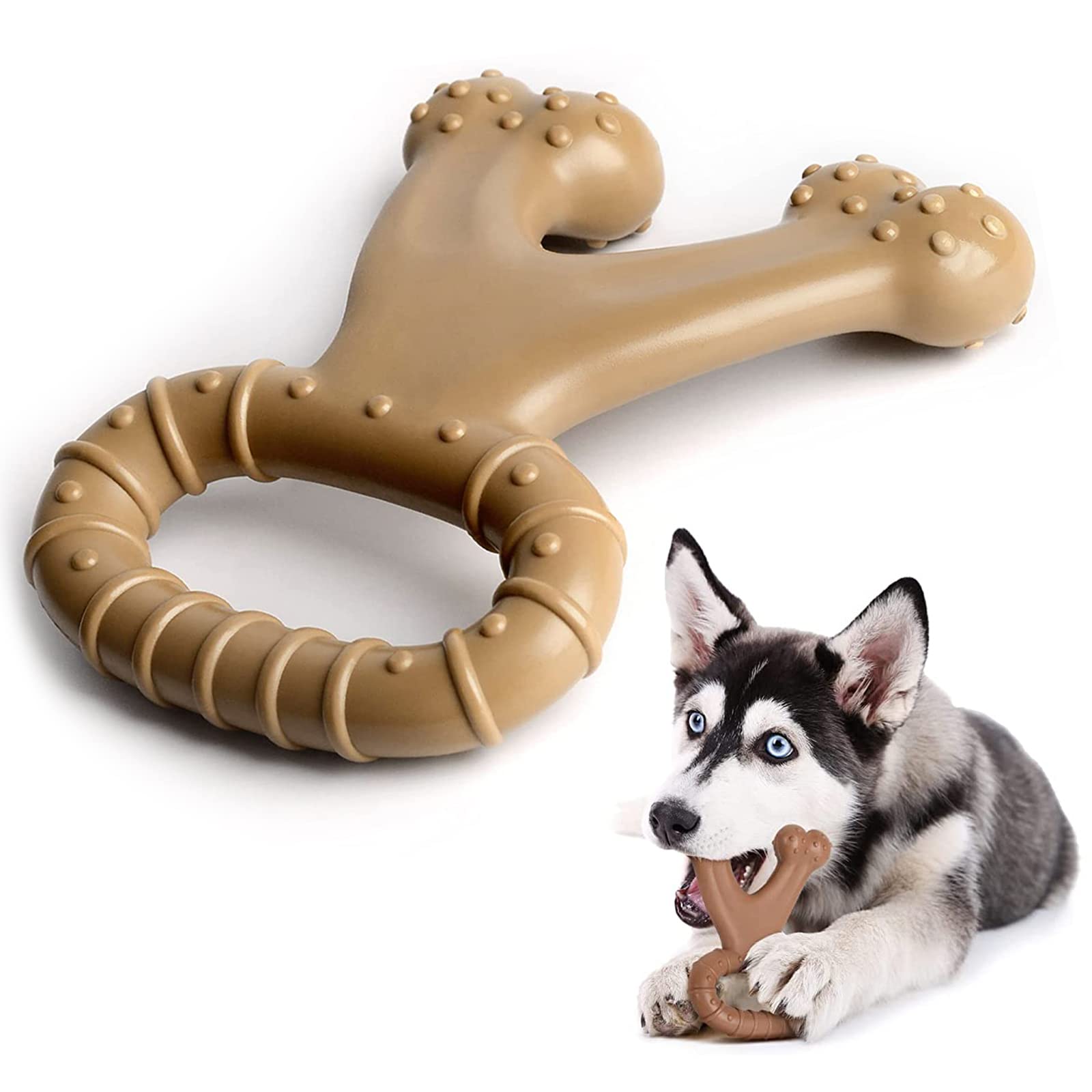 Juguete para la Dentición con Sabor a Carne de Vacuno, Ayuda a Limpiar los Dientes del Perro, Apto para Perros Medianos/Grandes, Juguetes Resistentes a las Mordeduras,Juguetes Interactivos para perros
