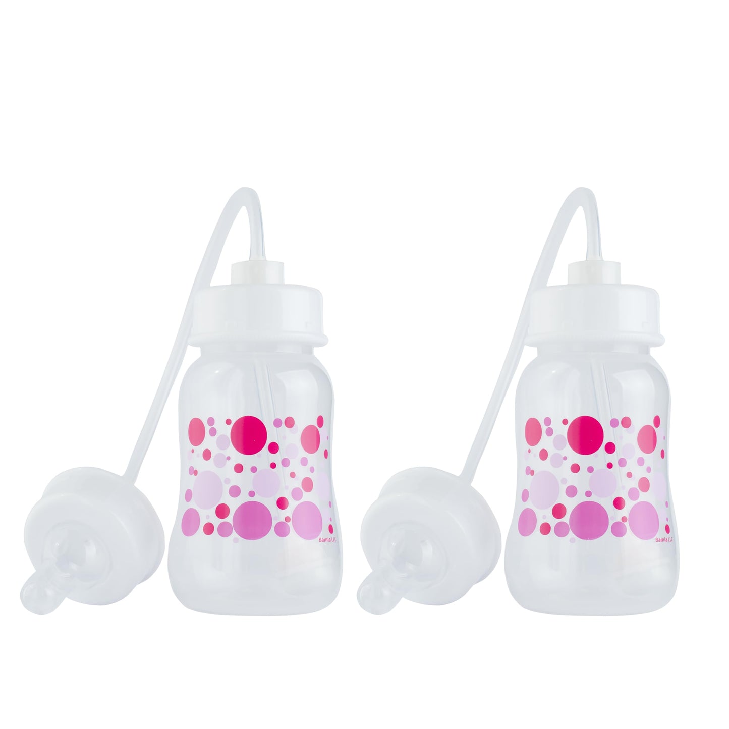 Biberón manos libres – Sistema de enfermería anticólicos de 4 onzas con pezón/tetina de flujo rápido de 3 m+ con sistema de alimentación de pajita para niños pequeños de 1 año + (2 biberones, rosa)