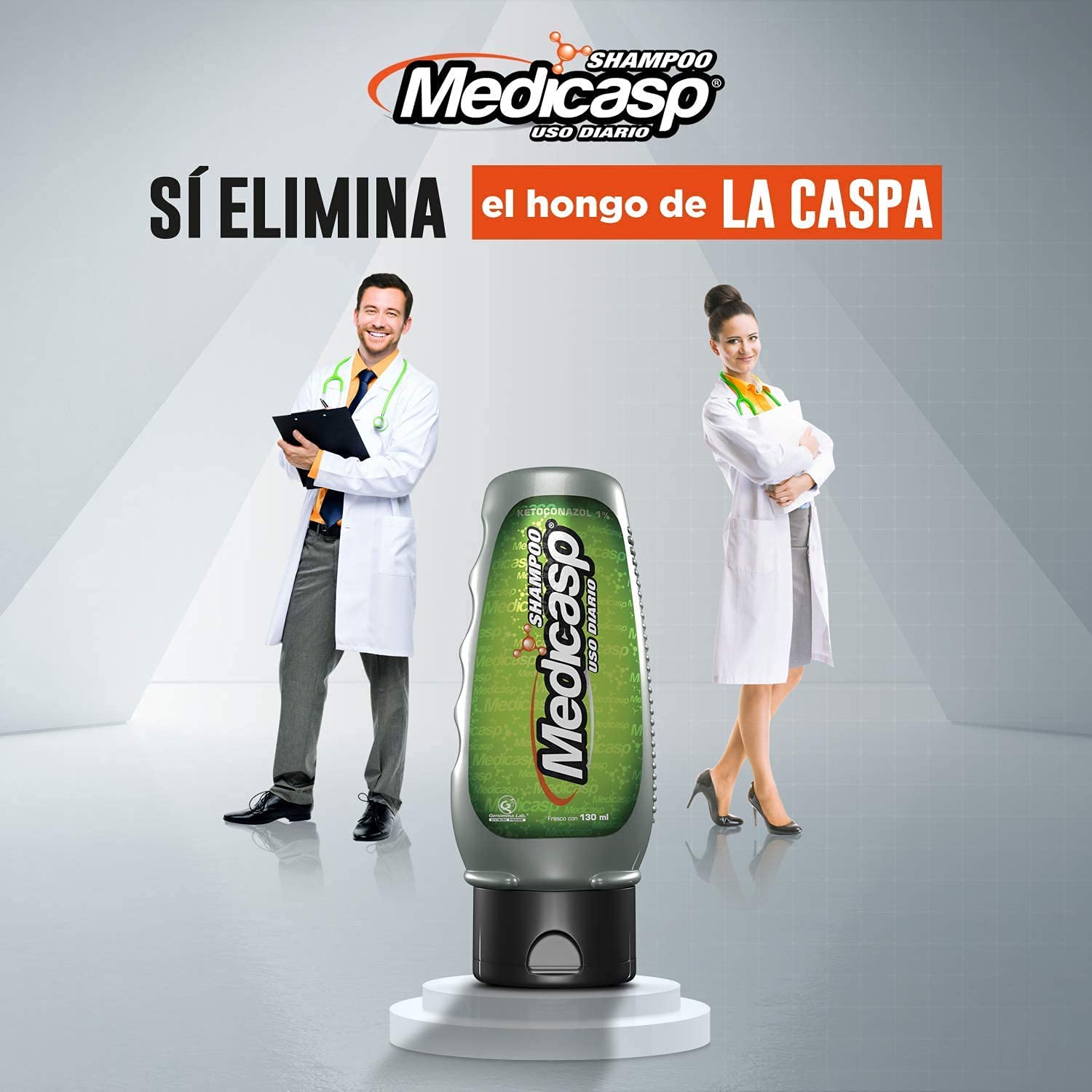 MEDICASP Shampoo Anticaspa Uso Diario 2 Botellas 130ml | Elimina Hongos, Alivia Picazón