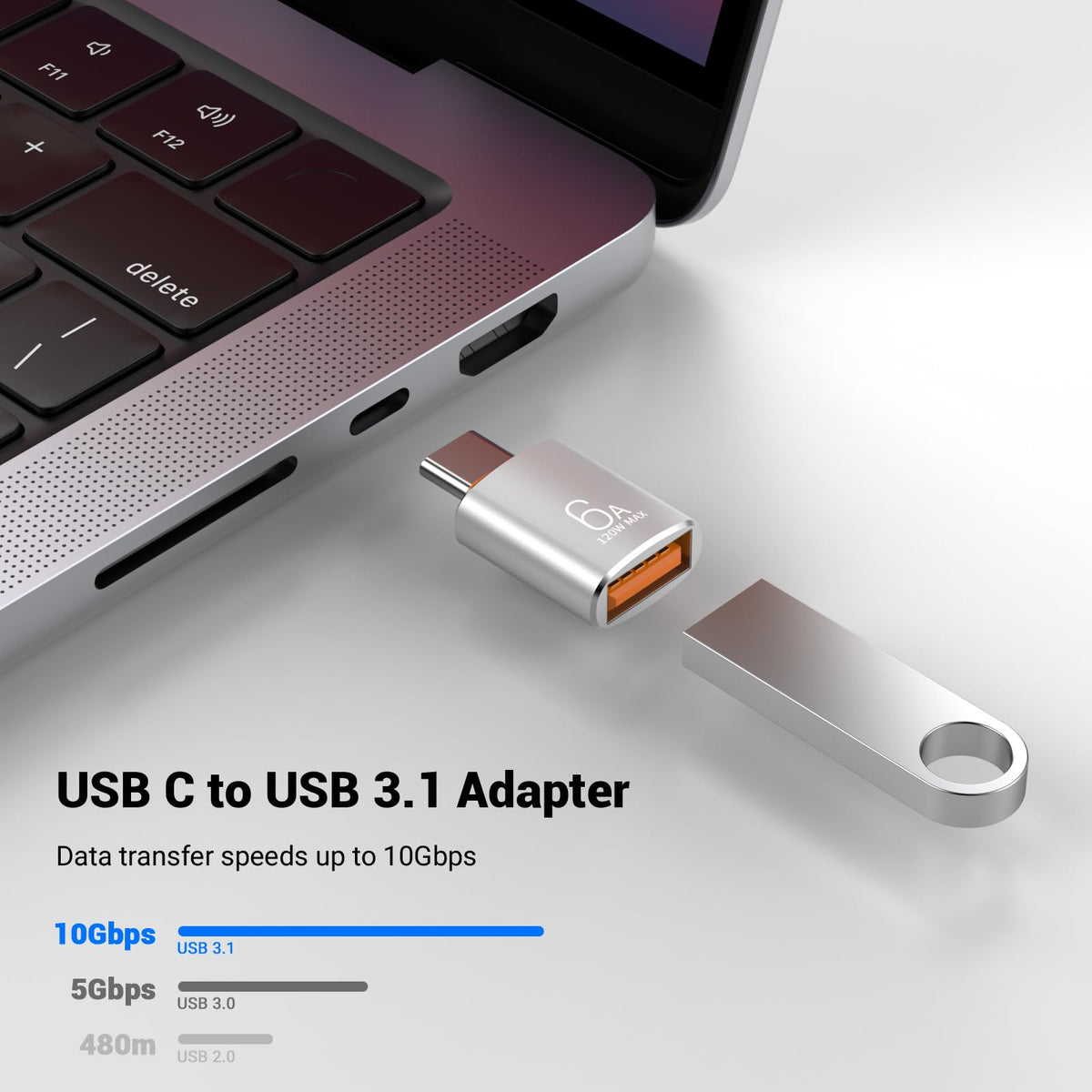 Adaptador USB C Pastall Negro de 10 Gbps y 120 W