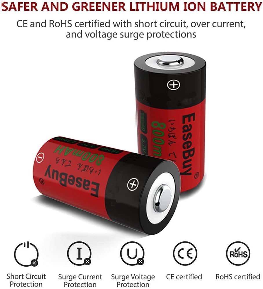 Baterías Recargables EaseBuy 3,7 V con Cargador para Cámaras Arlo y Linterna