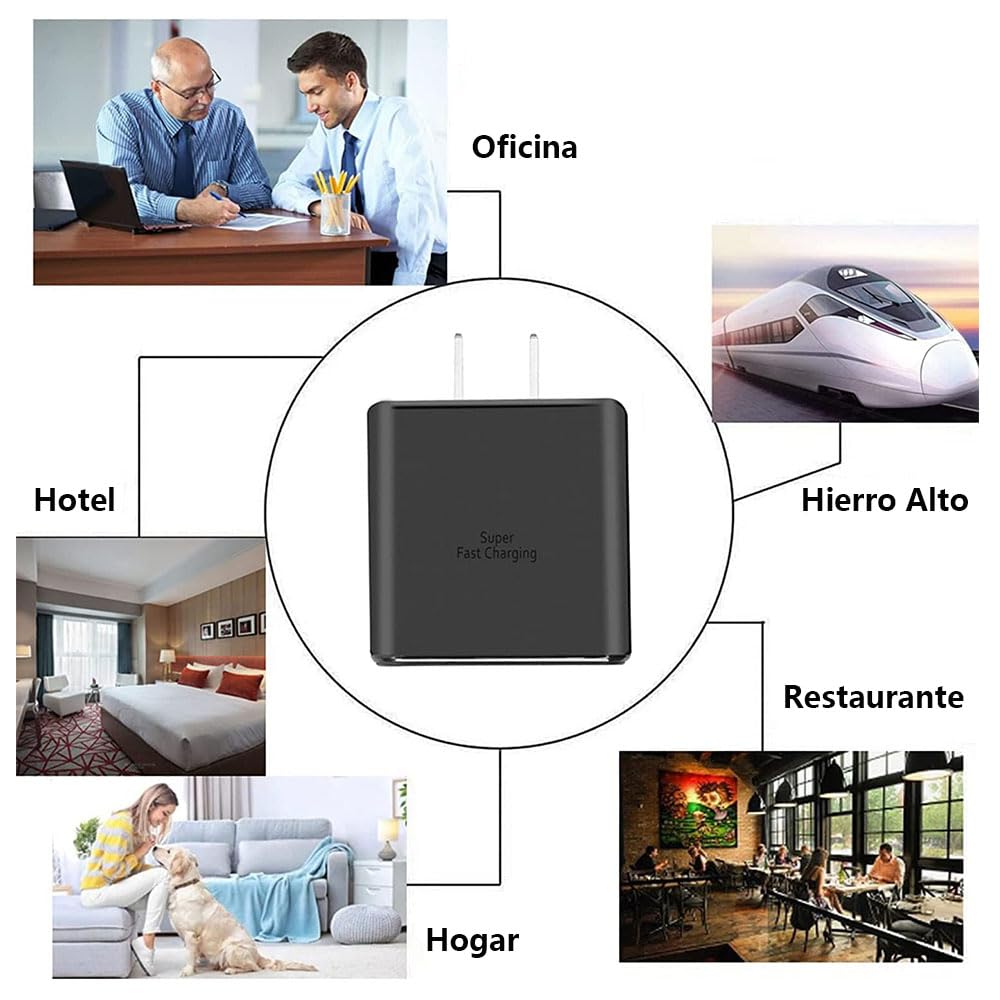 AMEOBA 45W Portátil Cargador Rápida - Cargador Carga Rapida para Samsung Galaxy S23 Ultra/S23+/S23/S22 Ultra/ S22+/S22, S21 Ultra/S21/S21 Plus/Note 10 + (Negro, Cargador)