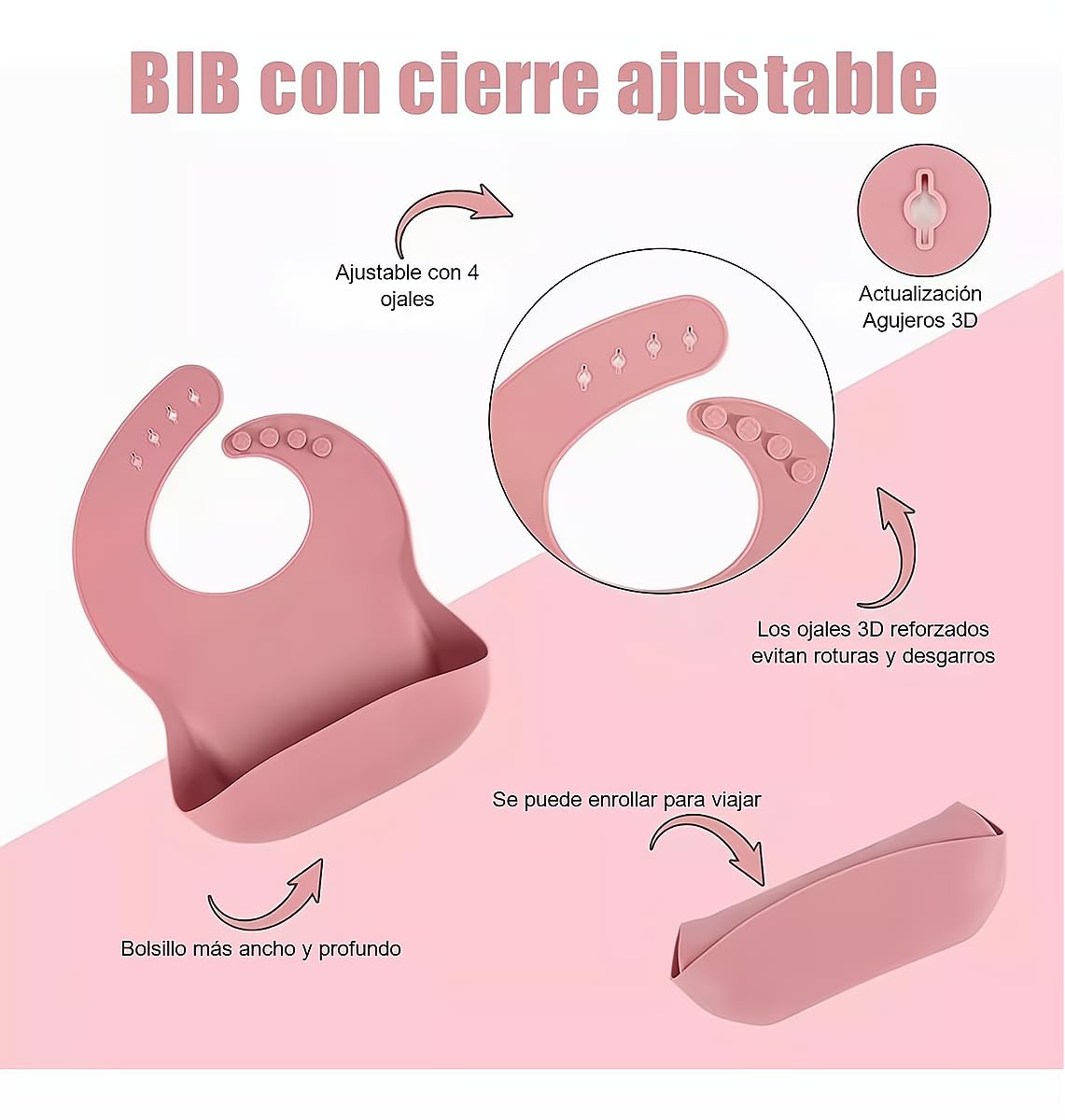 Set de Platos y Cubiertos Babe Rosa con Ventosas para Bebé