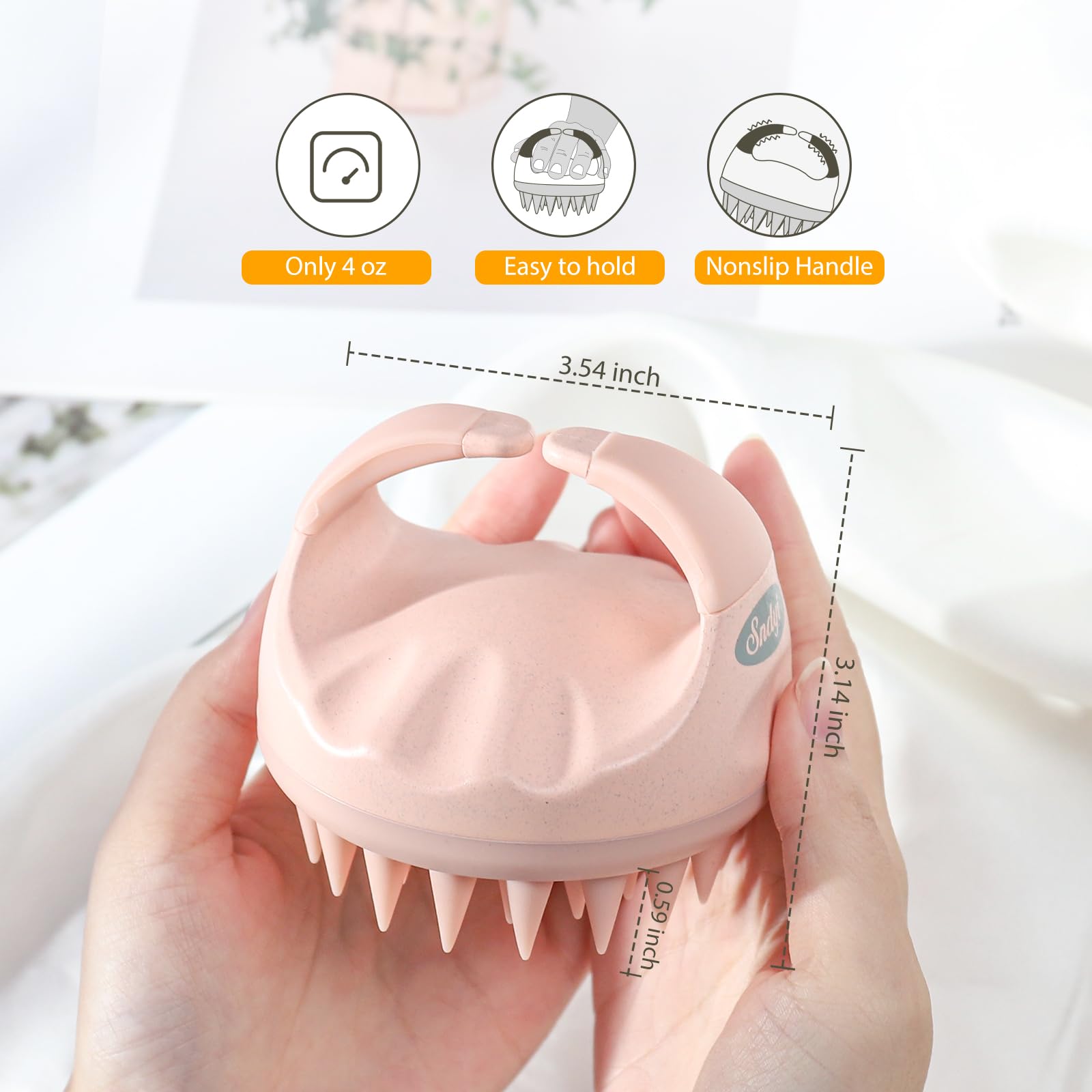 Sndyi Cepillo masajeador de cuero cabelludo, exfoliante de cuero cabelludo con cerdas de silicona suave, exfoliante de cuero cabelludo para eliminación de caspa, masajeador de cuero cabelludo para el crecimiento del cabello, cepillo de cabello seco húmedo