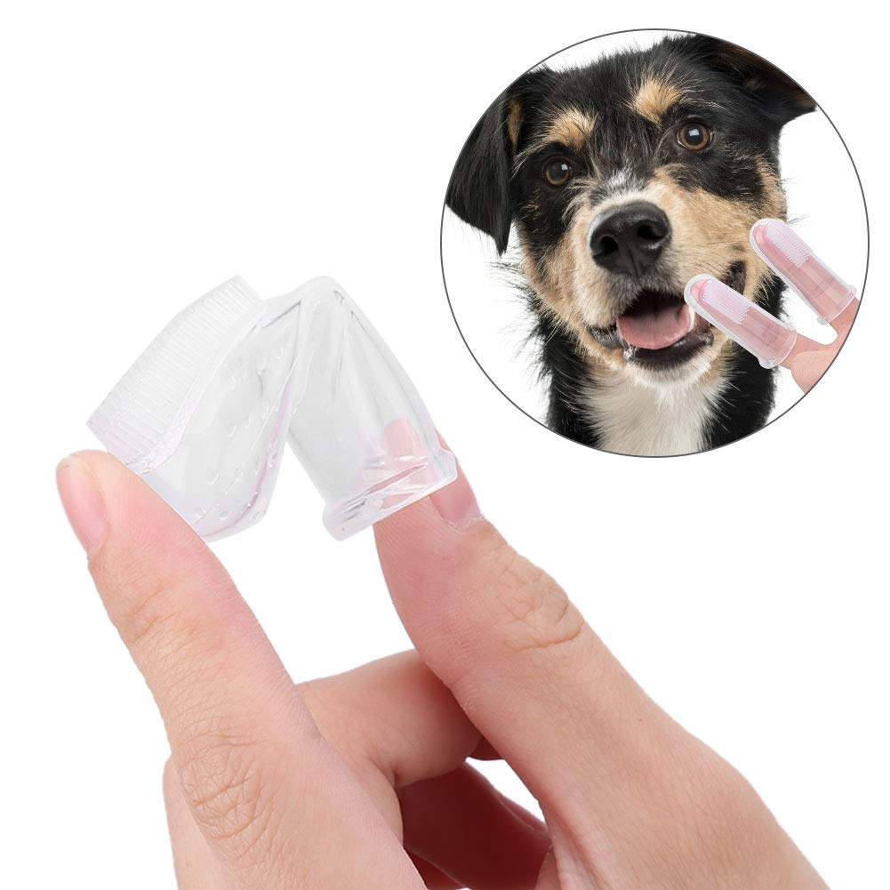 Cepillo de Dientes de Silicona Taidda Transparente Juego de Dedos para Mascota Perro