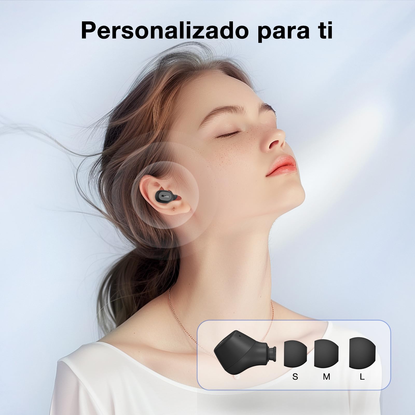 Audífonos In-Ear 1 Hora Bluetooth 5.3 Negro Mate para Música y Llamadas