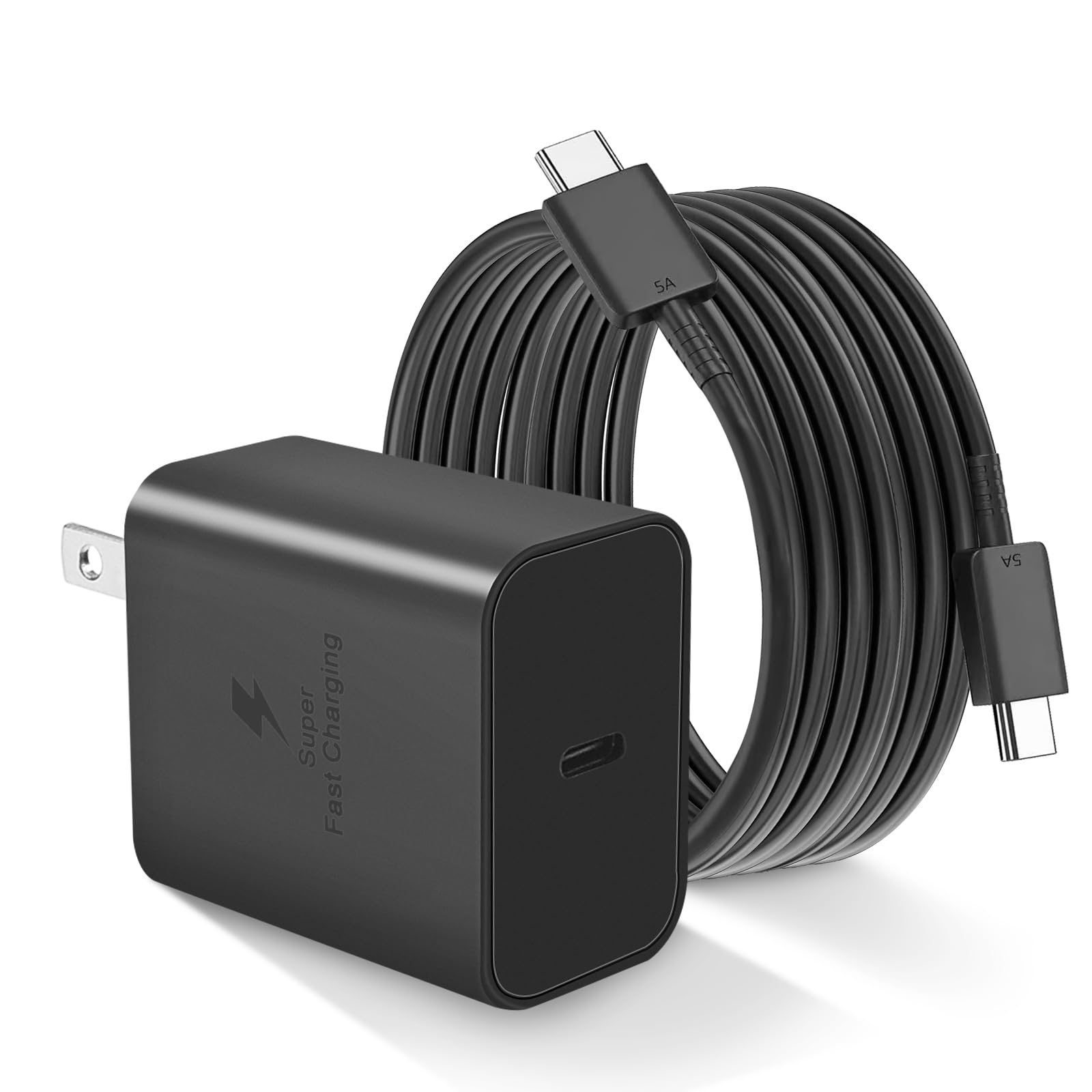 Cargador rápido USB C de 45 W para Cargador Samsung Tipo C, USB C Cargador de teléfono Android con 1.8M Cable Carga Rápida, para Galaxy S23 Ultra/S23/S23+/S22/S22+/Note10/Note20/S20/S21/S10 (Negro)