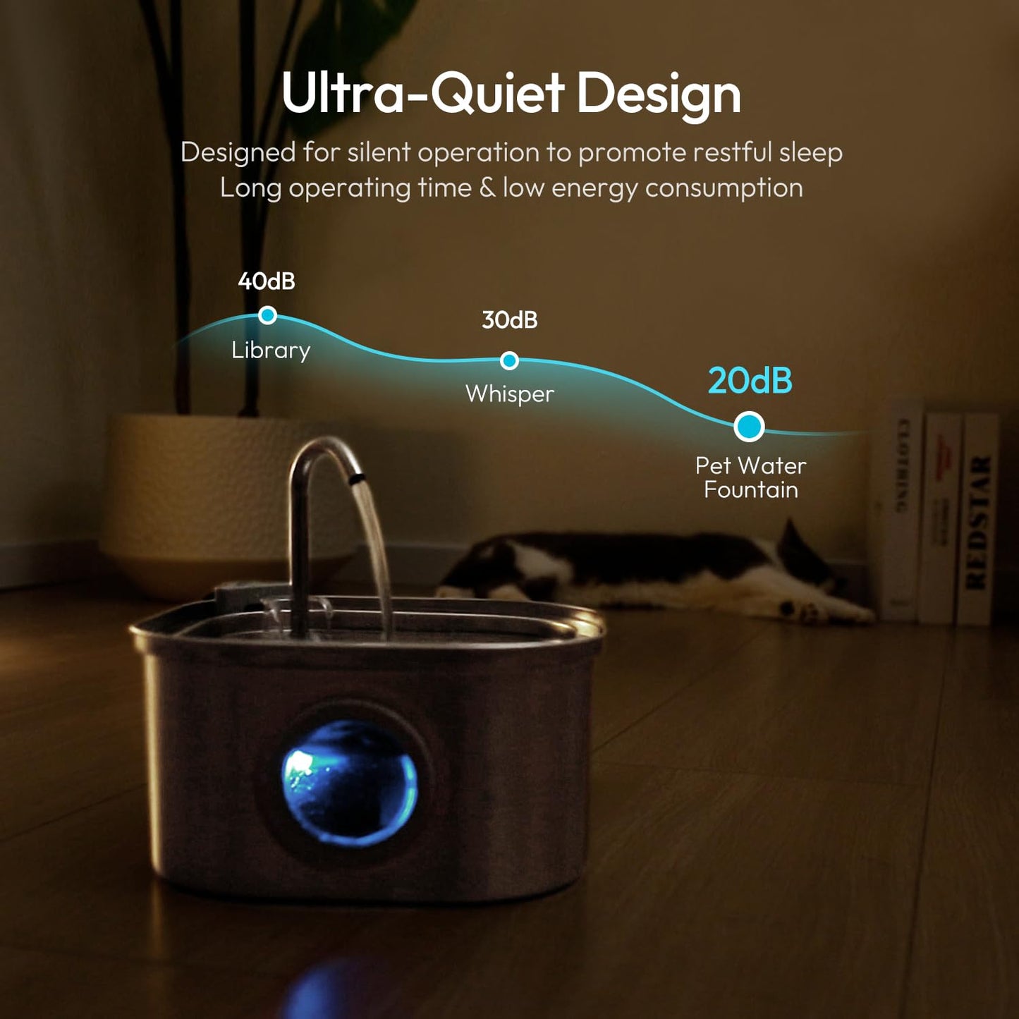 Fuente de Agua para Gatos Upetcasl Acero Inoxidable Flujo Ajustable Dispensador Automático 3.2 Litros