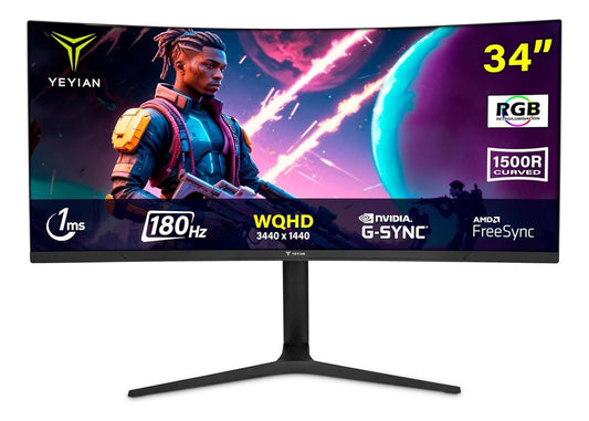 Monitor Gamer Yeyian Curvo 34 Pulgadas WQHD 180Hz 1MS RGB
