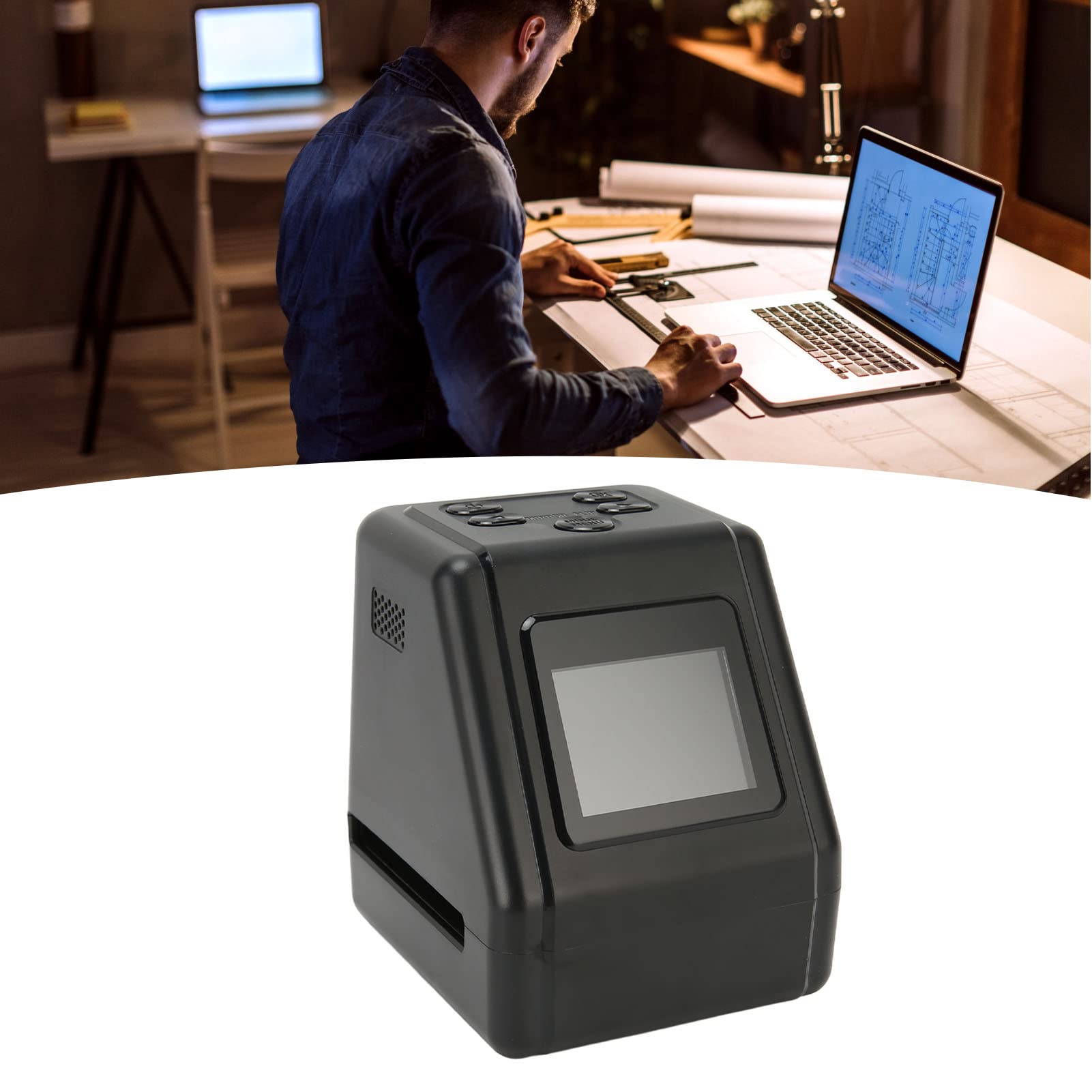 Jectse Escáner de Película Digital, Película Negativa y Digitalizador de Diapositivas con Pantalla de Visualización de 2 Pulgadas, Convierte 135 126 110 Diapositivas de Películas en