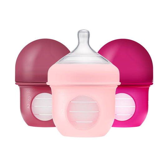 Boon NURSH SILICONE POUCH BOTTLE 4oz 3pk - Pink Multi