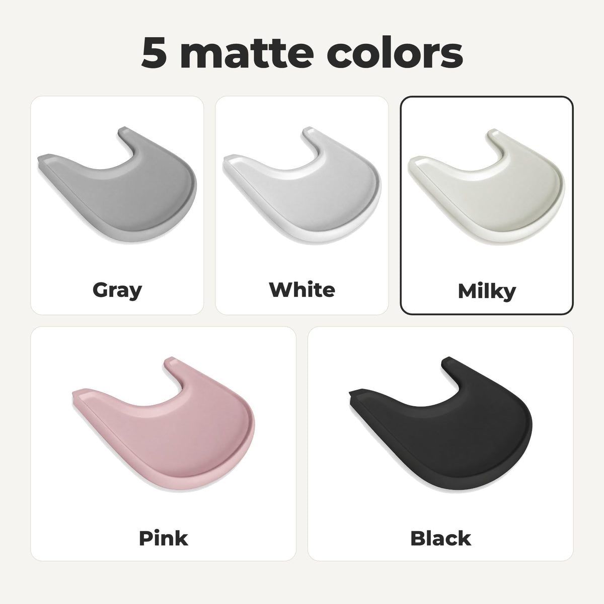 Mesa de silla alta compatible con silla Stokke Tripp Trapp, sin superficie de succión, diseño curvado ergonómico, lechoso mate, sin BPA, fácil de montar
