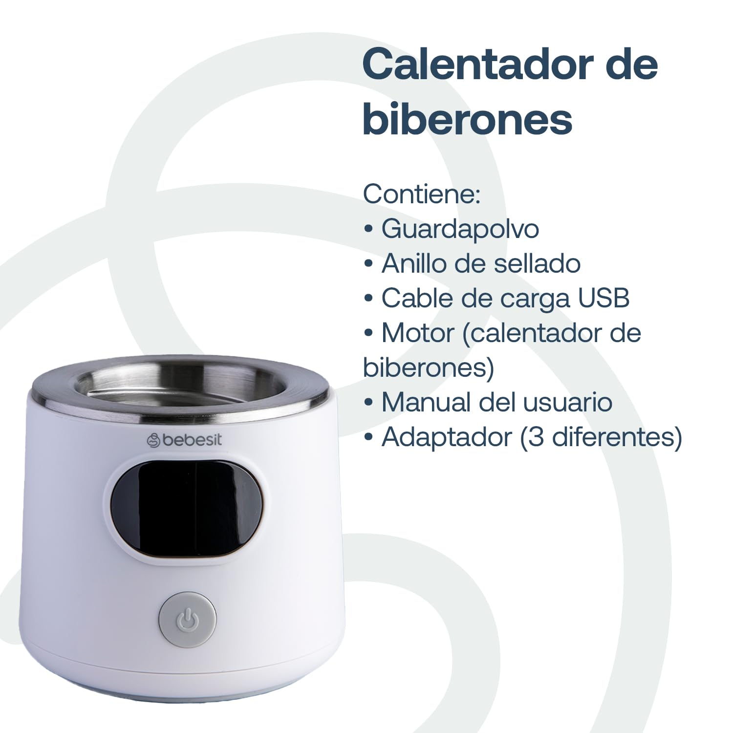 Bebesit Calentador de Biberón Portátil para Casa y Auto, Recargable con Batería de Larga Duración, Calentamiento Inteligente y Mantenimiento de Calor, Ideal para Leche Materna, con Adaptador USB y Pantalla LED de Temperatura