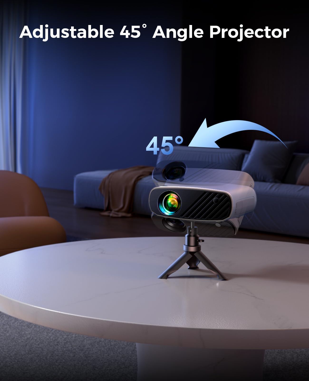 ELEPHAS - Mini proyector para iPhone, proyector HD 1080P actualizado 2024, proyector portátil 8000L con trípode, proyector de película Compatible con Android/iOS/Windows/TV Stick/HDMI/USB