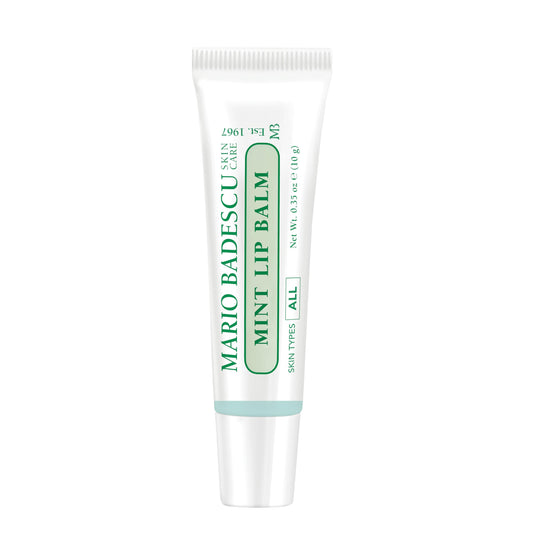 Mario Badescu Bálsamo labial hidratante de menta para labios secos y agrietados, infundido con aceite de coco y manteca de karité, cuidado ultra nutritivo para una sensación suave, tersa y flexible, 10 gr