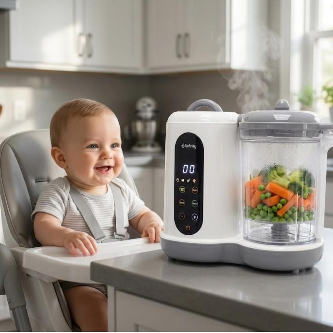 Vaporizador y licuadora de alimentos para bebés 2 en 1 | Vapor rápido, purés suaves, diseño sin BPA, apagado automático, gran capacidad para comidas caseras para bebés y nutrición de niños pequeños