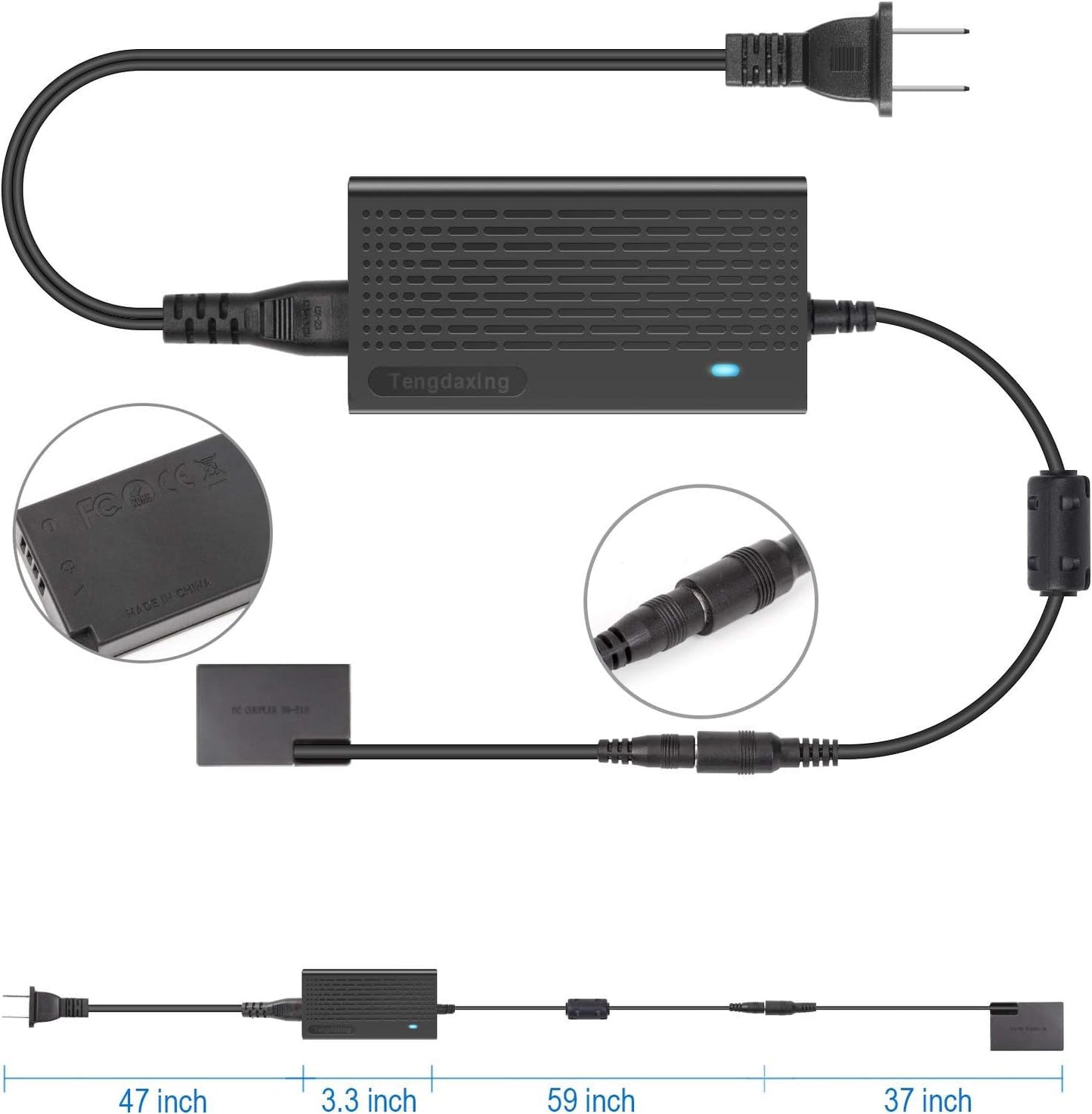 Tengdaxing ACK-E18 Adaptadores de Alimentación LP-E17 Batería Falsa para Canon EOS Rebel T6i T6S T7i T8i SL2 SL3 77D 200D 200D II 250D 750D 760D 800D 850D 8000D RP R8 R10 Cámara