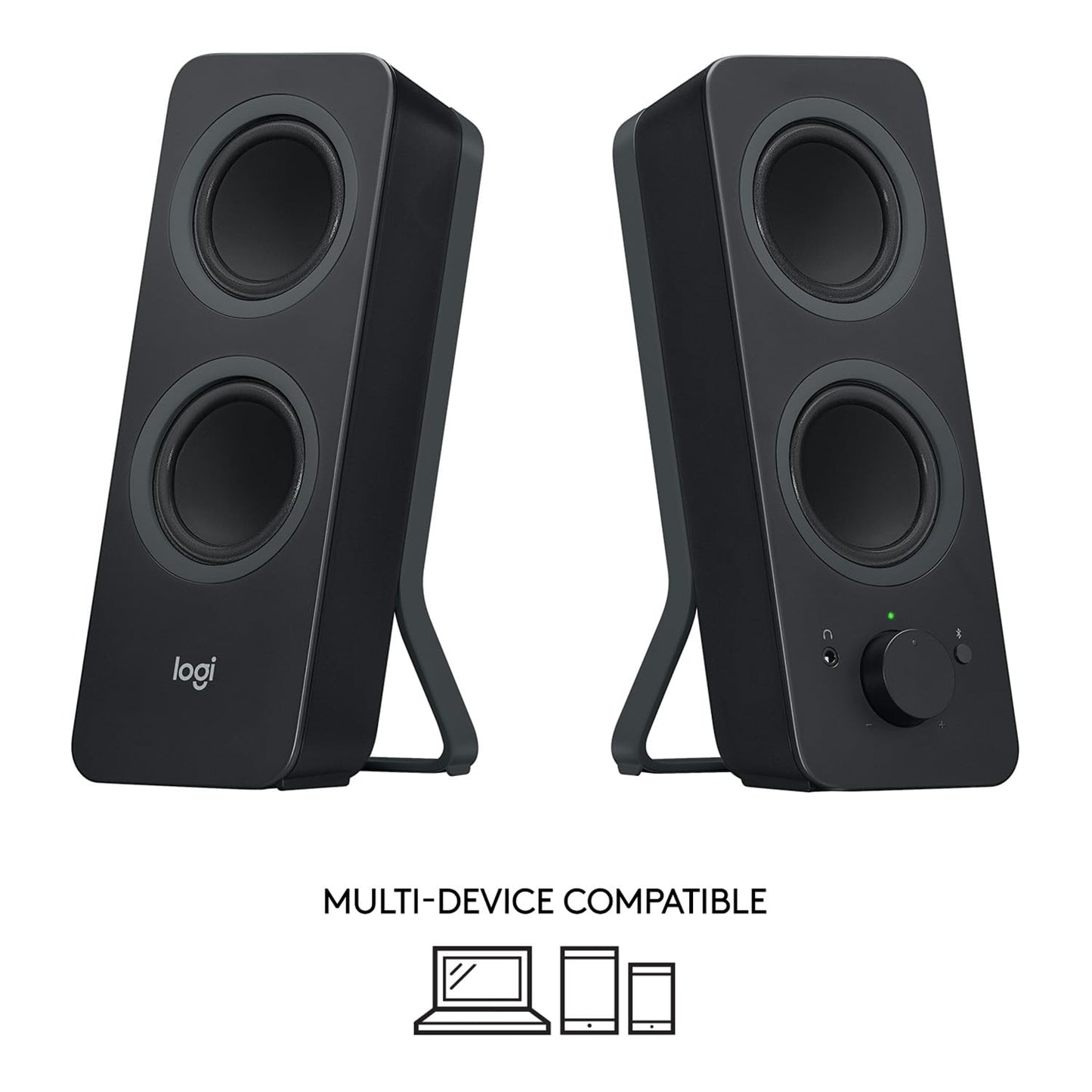Logitech Z207 Sistema de Bocinas Bluetooth para PC, Sonido Estéreo, 10W de Pico, Entrada Audio 3.5 mm, Toma Auriculares, Multidispositivos, Ordenador/TV/Smartphone/Tablet - Negro