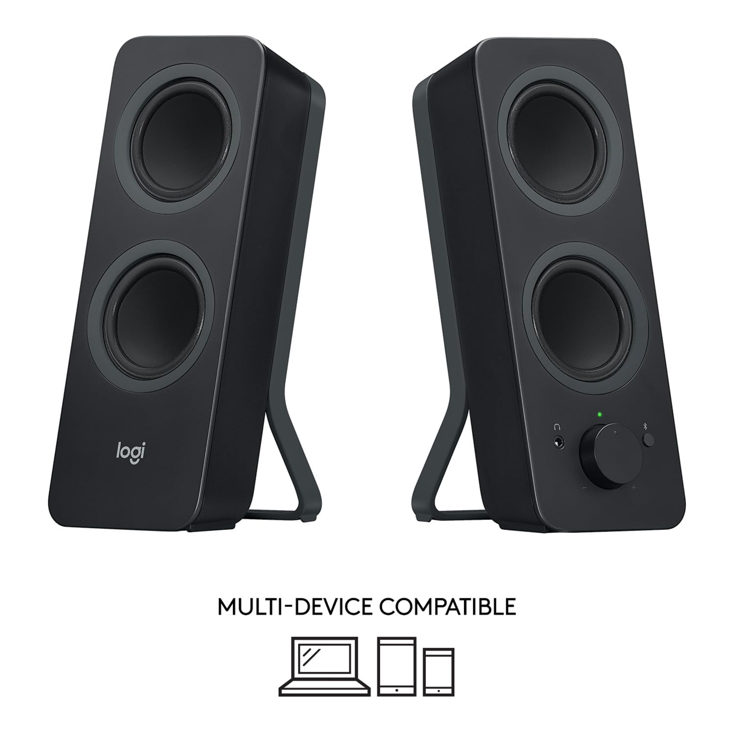 Logitech Z207 Sistema de Bocinas Bluetooth para PC, Sonido Estéreo, 10W de Pico, Entrada Audio 3.5 mm, Toma Auriculares, Multidispositivos, Ordenador/TV/Smartphone/Tablet - Negro