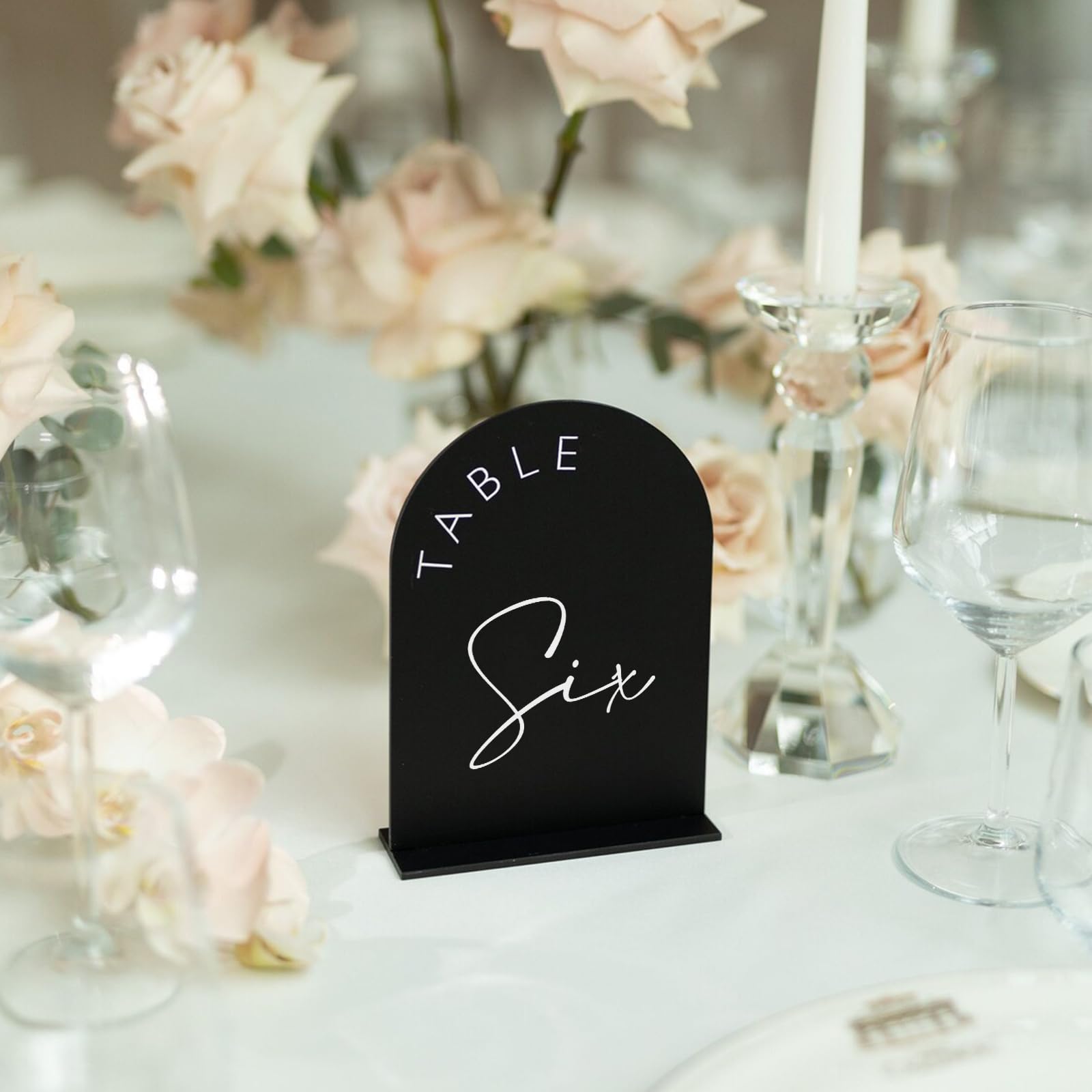 Números de Mesa de Boda Arco Negro con Soportes 1 a 15 Decoración de Recepción