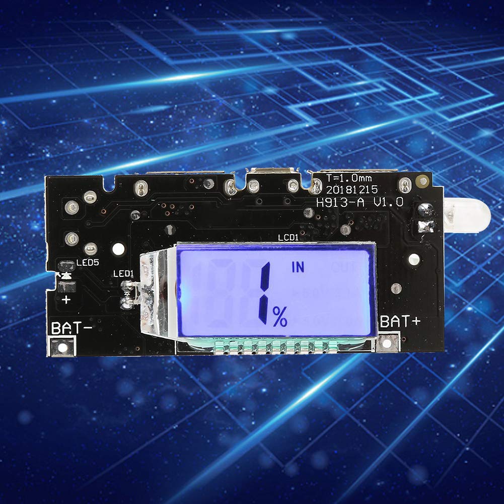 Módulo de Carga Dual USB Walfront Pantalla LCD Banco de Energía 5V