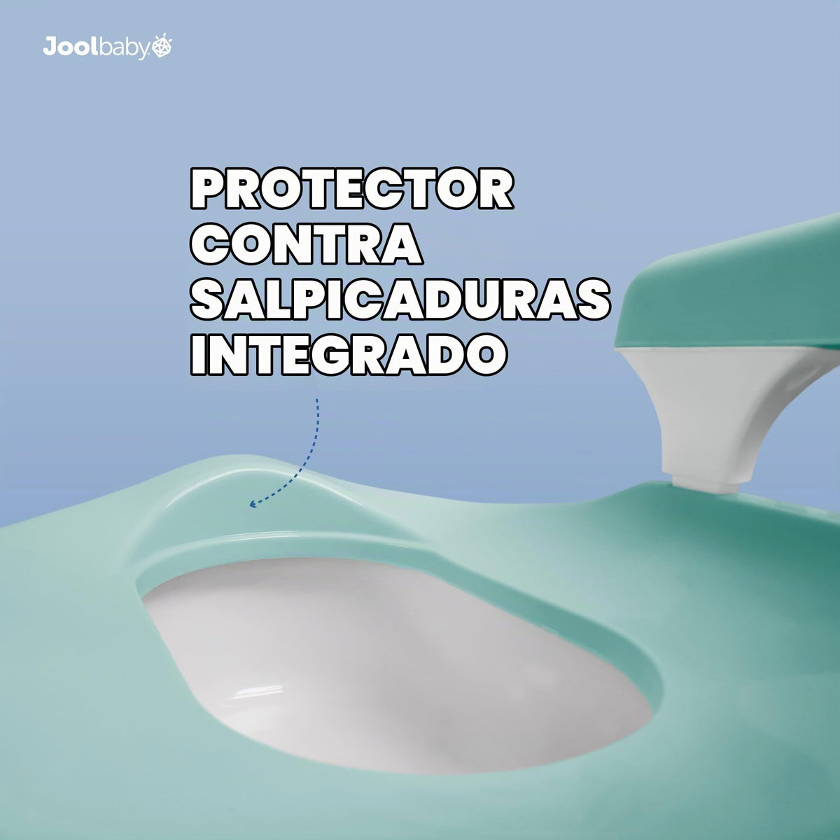Jool - Silla de baño para bebé para entrenamiento de inodoro, protector contra salpicaduras y soporte de espalda (aguamarina)