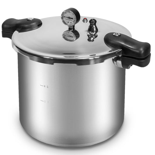 Barton - Olla de presión de 22 cuartos de galón con estante, compatible con inducción, olla de vapor pulida de 22 cuartos de galón