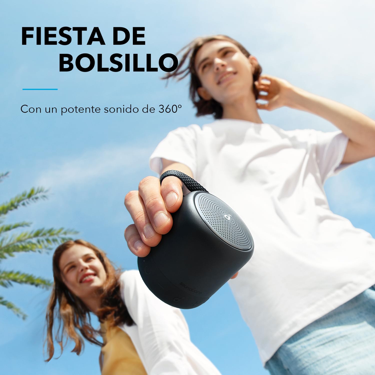 Soundcore by Anker Mini 3 Bocinas Portátiles Bluetooth con BassUp y PartyCast, USB-C, Impermeable IPX7, Ecualizador Personalizable