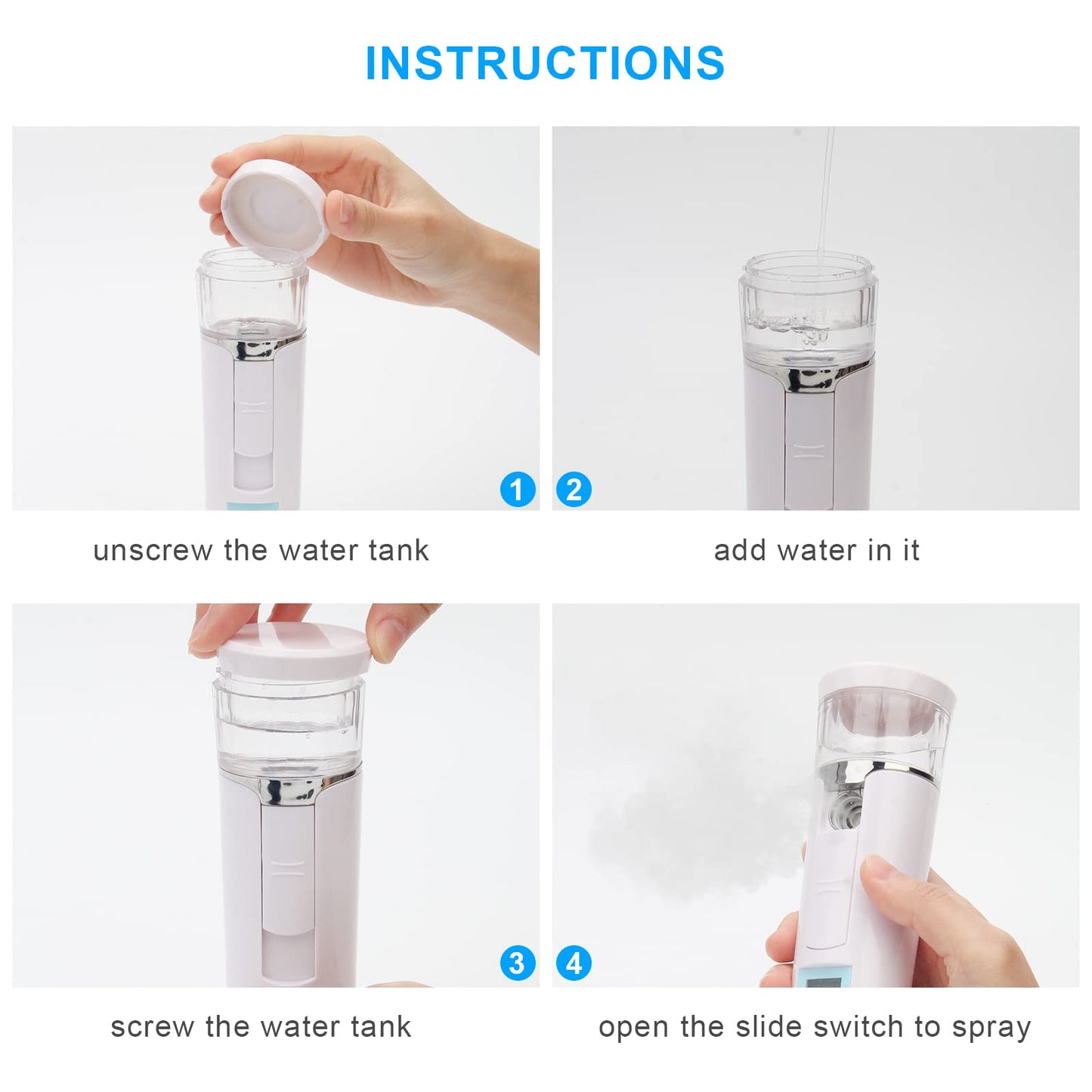Nano Facial Mister, Mini vaporizador facial, práctico pulverizador de niebla hidratante, extensiones de pestañas atomizadoras, vapor de cuidado de la piel, recargable por USB