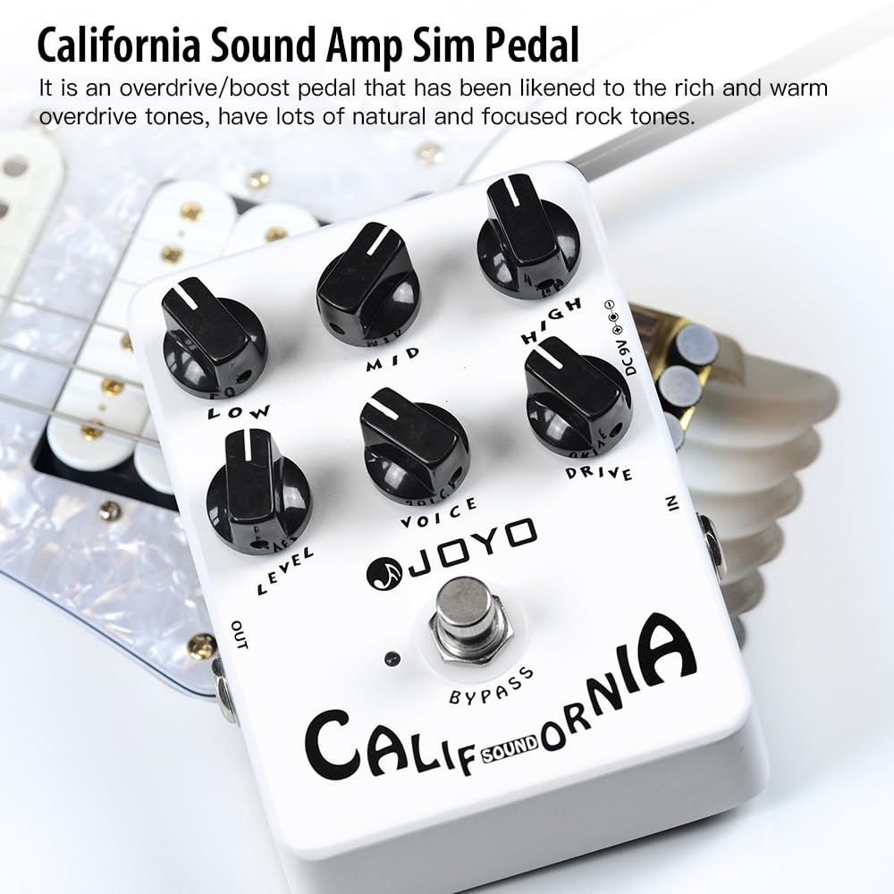 JOYO Overdrive Distortion Pedal Amp Simulador de tonos de roca de OD a Dist para efecto de guitarra eléctrica - Bypass (California Sound JF-15)