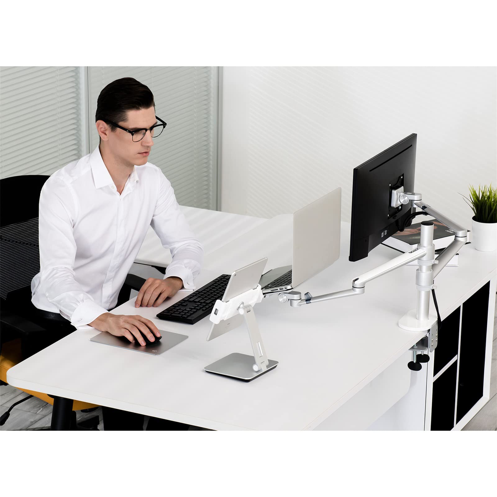 Soporte para Monitor y Laptop viozon Negro Ajustable 2 en 1 para Escritorio