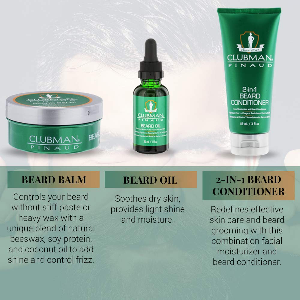 Clubman Clubman beard 3 in 1 trio - beard balm, oil and 2 in 1 conditioner