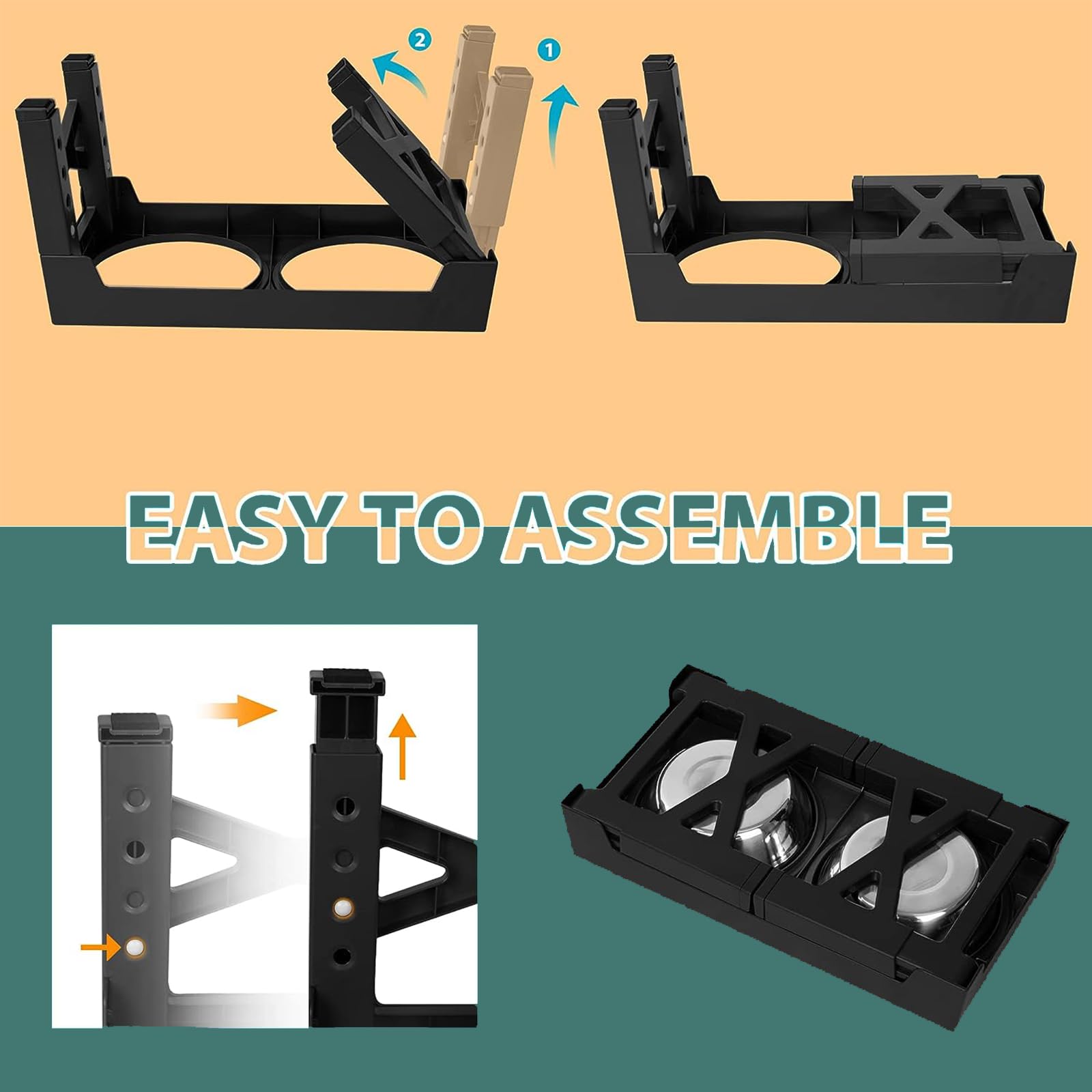 Cuencos Elevados EKEJLI Negro Ajustables para Perros y Gatos de Tamaño Mediano y Grande