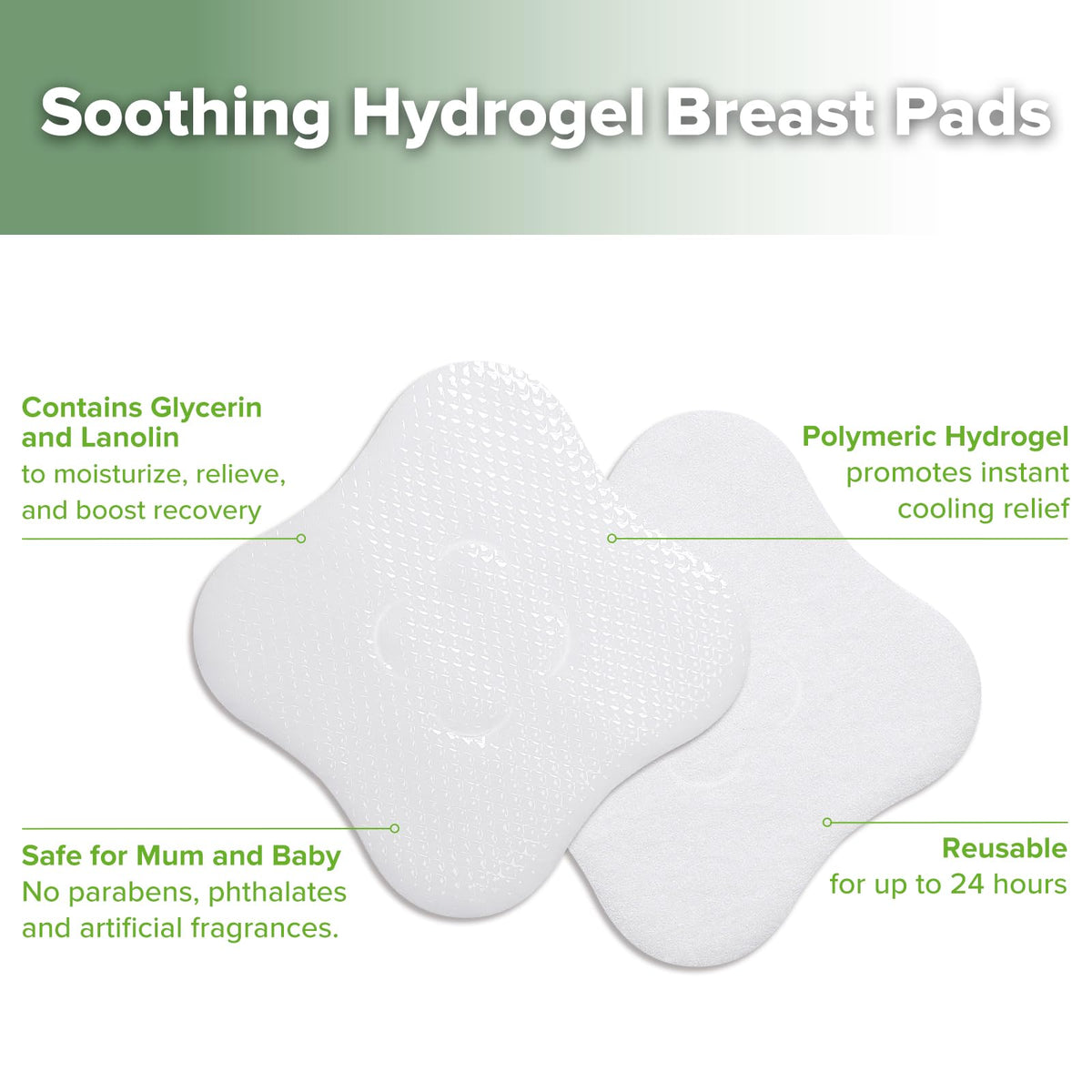 haakaa Soothies - almohadillas para orejas de hidrogel para pezones con lanolina, almohadillas para orejas de lactancia de gel que proporcionan alivio de enfriamiento para dolores en los pezones