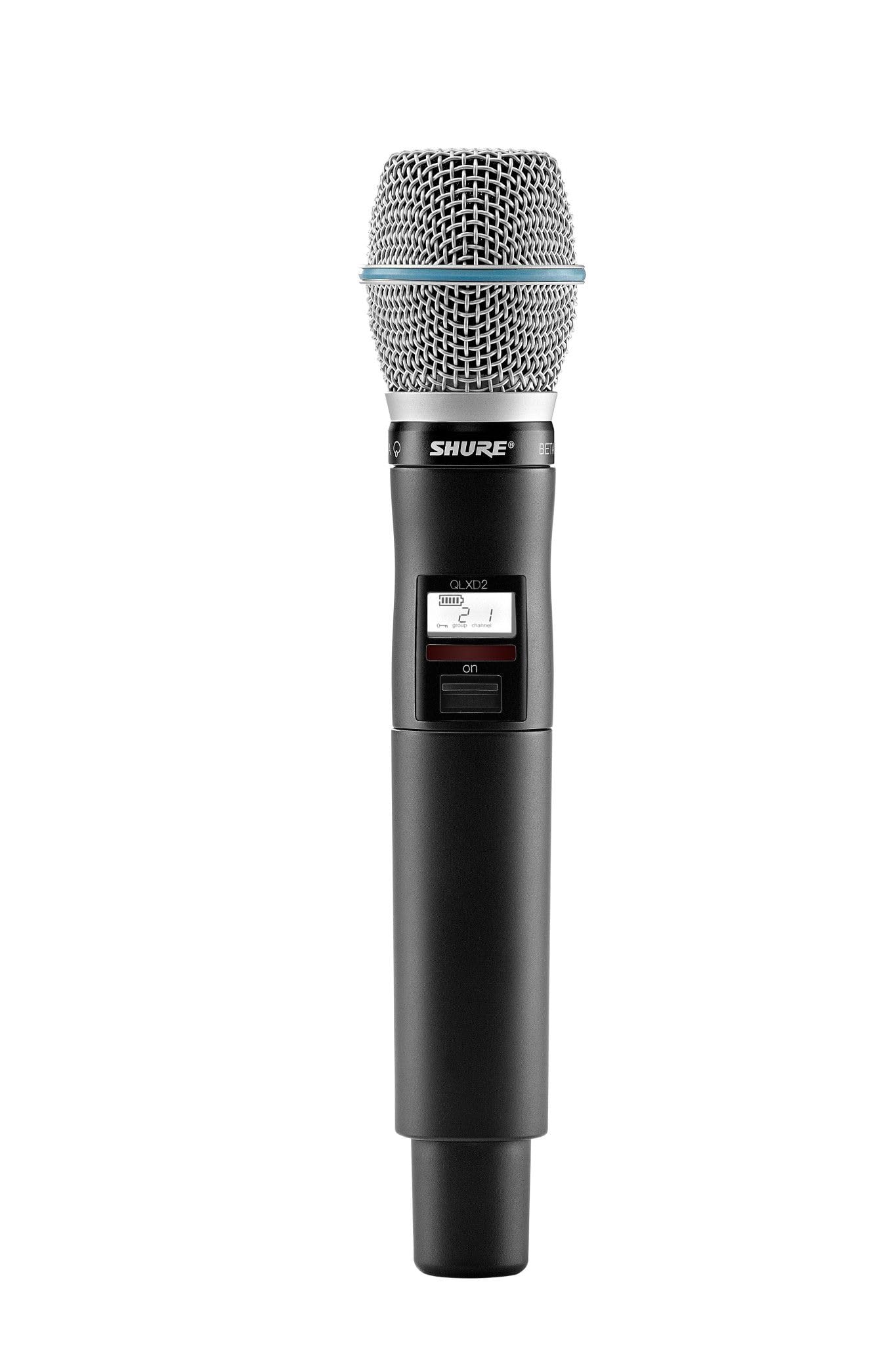 Transmisor de Mano Shure QLXD2/B87A con Micrófono Vocal Beta 87A para Sistemas de Micrófono Inalámbrico Digital QLX-D