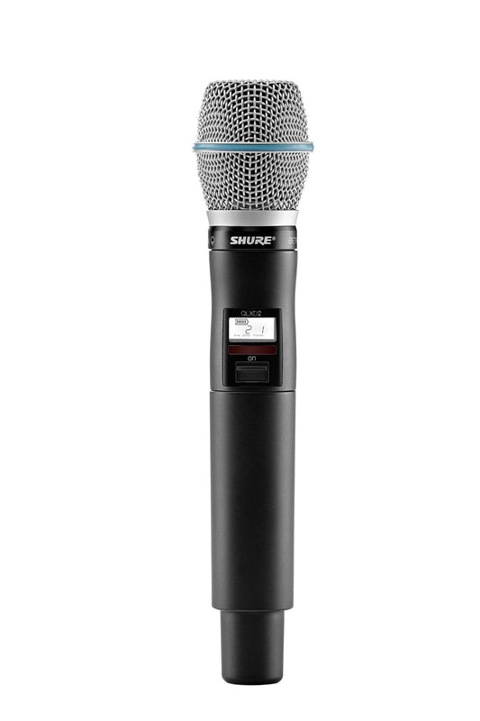 Transmisor de Mano Shure QLXD2/B87A con Micrófono Vocal Beta 87A para Sistemas de Micrófono Inalámbrico Digital QLX-D