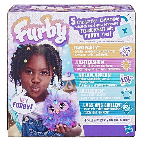 Peluche Electrónico Furby Púrpura Interactivo con Accesorios de Moda para Niños y Niñas