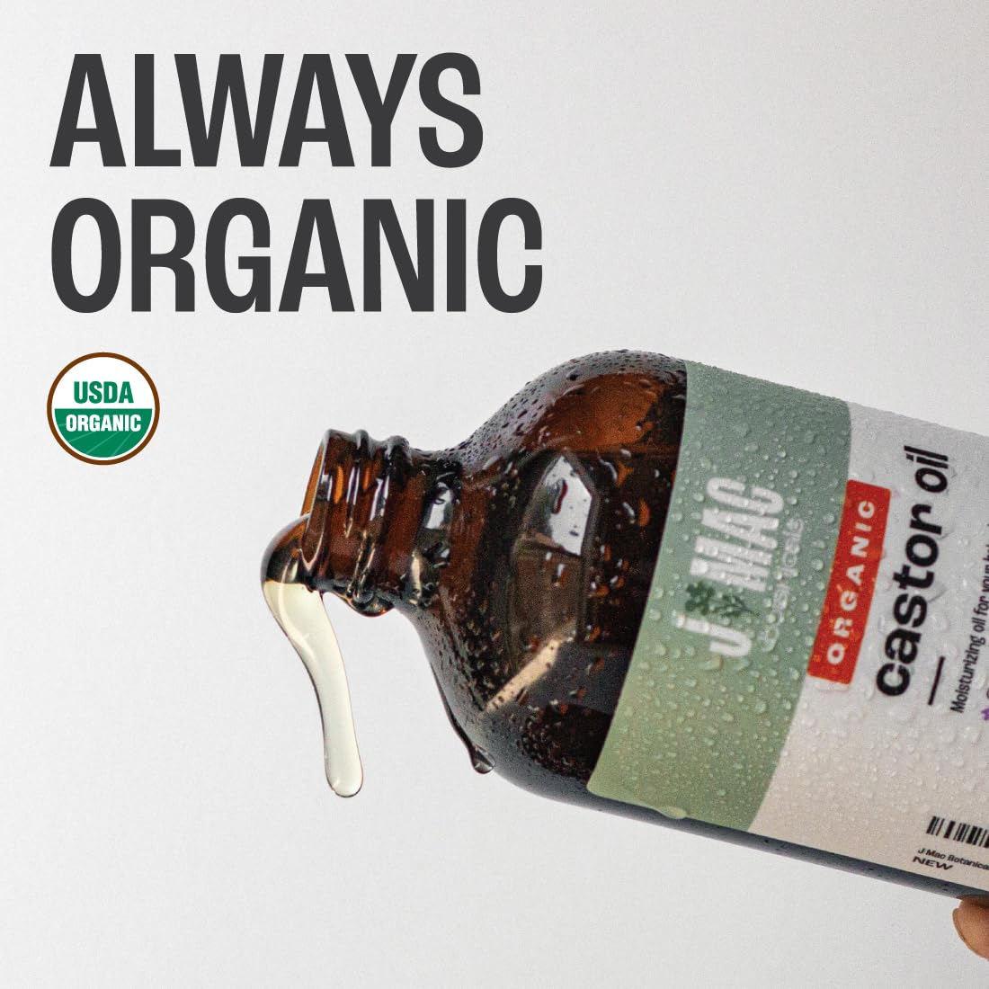 Mosole J MAC BOTANICALS Organic Castor Oil (Glass Bottle, 16 oz)L8