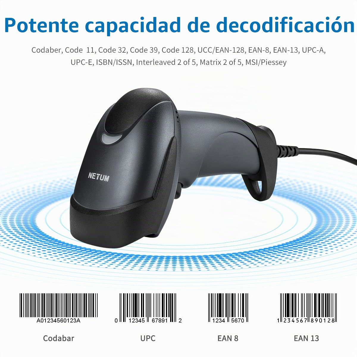 Escáner de Código de Barras Láser NETUM USB para Supermercados, Farmacias y Tiendas