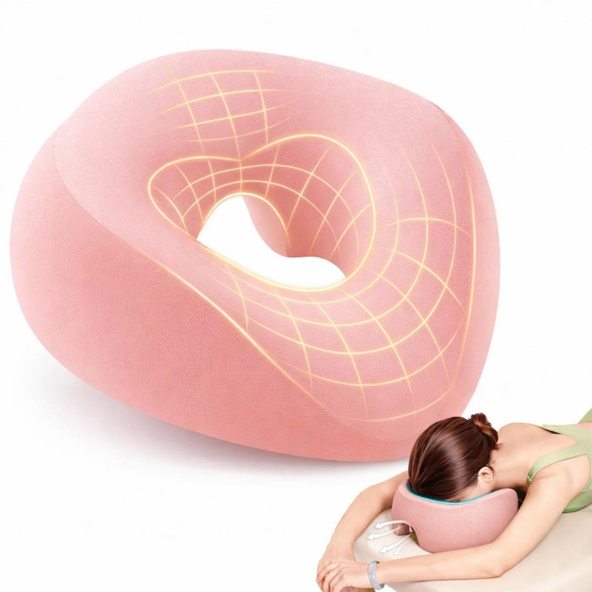 Reposacabezas de Masaje YFTSHK Blanco Ergonómico de Memory Foam con Funda Lavable para Mujer