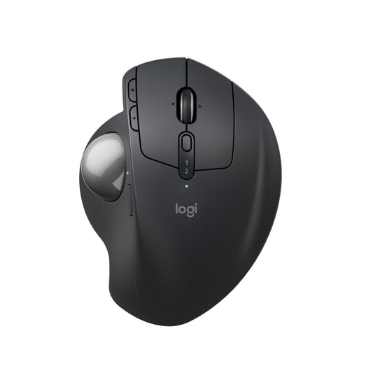 Logitech MX Ergo S Mouse inalámbrico avanzado con trackball, Mouse ergonómico inalámbrico Recargable Mediante USB-C con Bluetooth y dongle cifrado, 6 Botones programables, para PC/Mac - Grafito