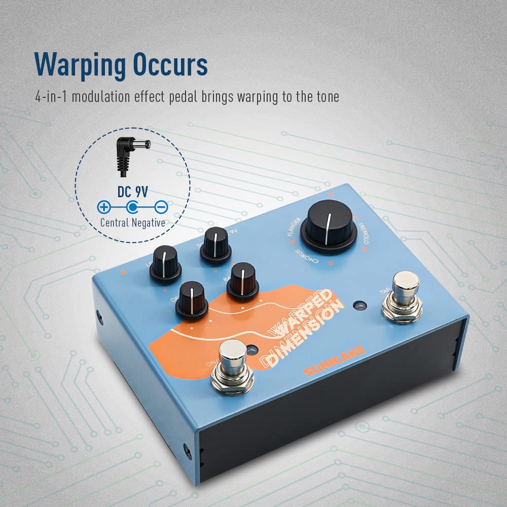 Pedal de Efectos de Guitarra SONICAKE Modulación Warped Dimension 4 Modos