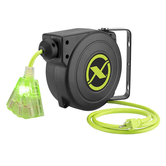 Flexzilla Extensión retráctil 16/3 AWG 25' Carrete de Cable eléctrico, ZillaGreen, FZ8160253