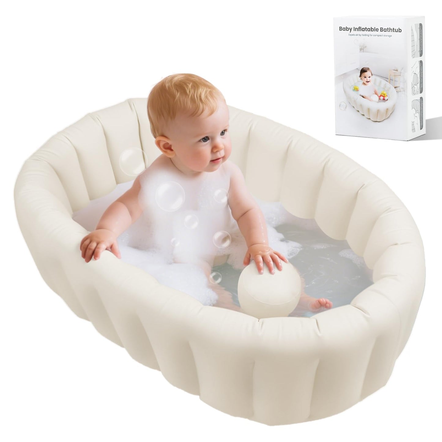 Bañera inflable para bebé, baño plegable para bebé con soporte para la espalda, bañera portátil de viaje para recién nacidos con orificio de drenaje, bañeras plegables para bebés de lactante a niño