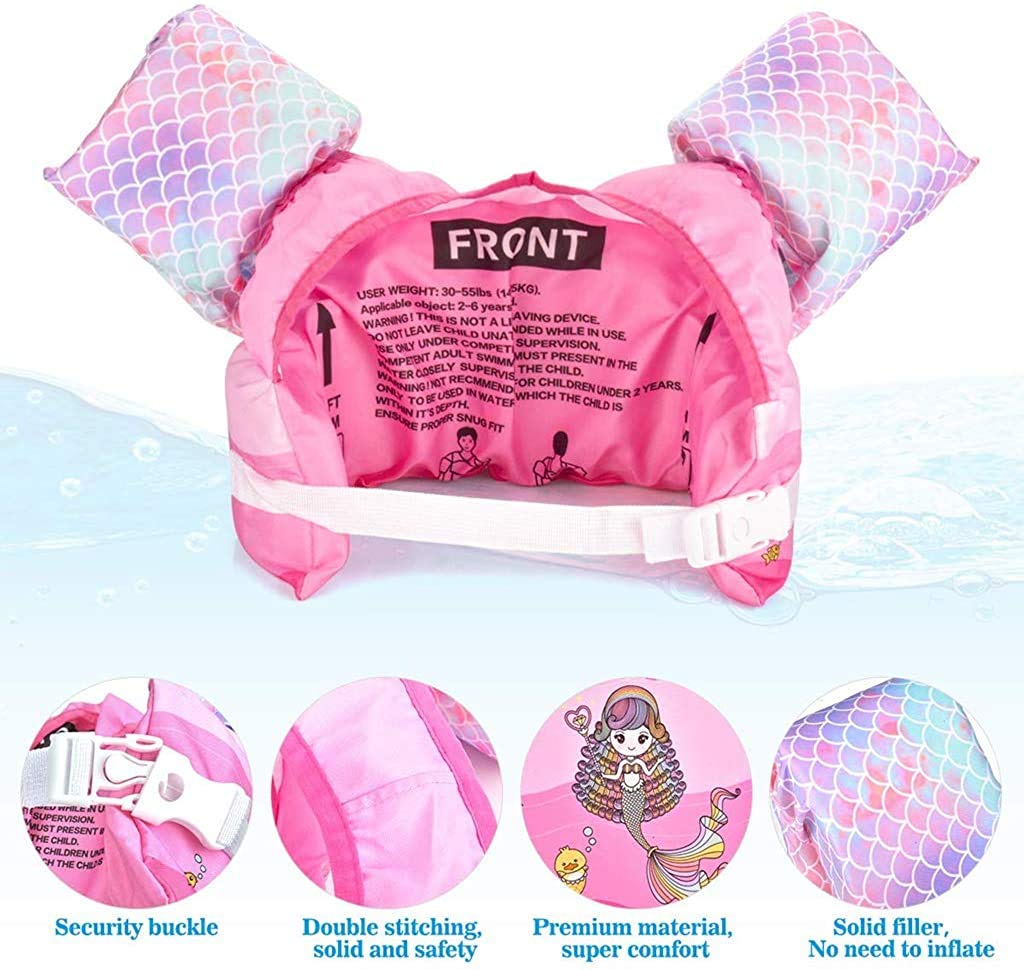 Chaleco Salvavidas para Niños Niña 2 3 4 5 6 Años Salvavidas para Bebe 30 a 55 Libras Natacion Kit con Chaleco de Seguridad y Doble Cierre para Piscina Parque Acuático Lago y Playa (Azul)