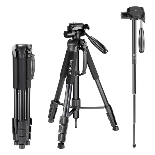 Trípode Monopié NEEWER Negro 177 cm de Aluminio con Cabezal Giratorio para DSLR Cámara DV Videocámara
