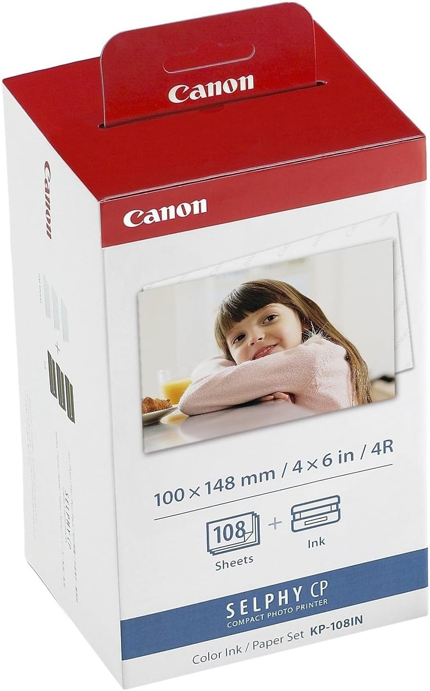 Kit de Cartucho de Impresión y Papel Canon Negro KP-108IN