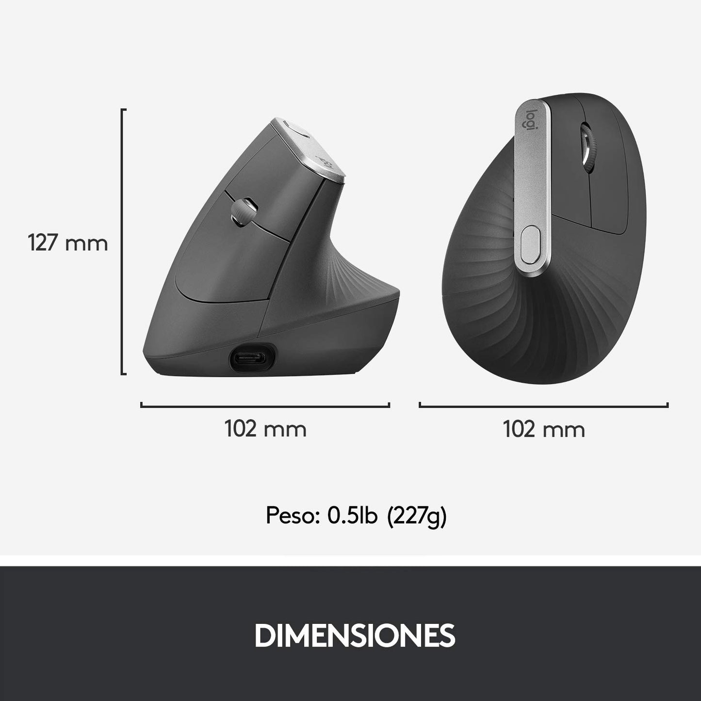 Mouse Inalámbrico Logitech Ergonómico Negro con Seguimiento Óptico 4000 dpi y Carga Rápida